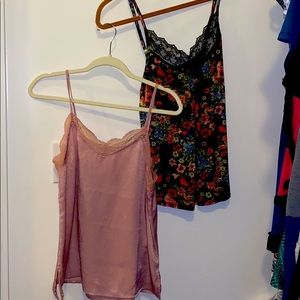 Mauve and floral sexy lacy tank tops small